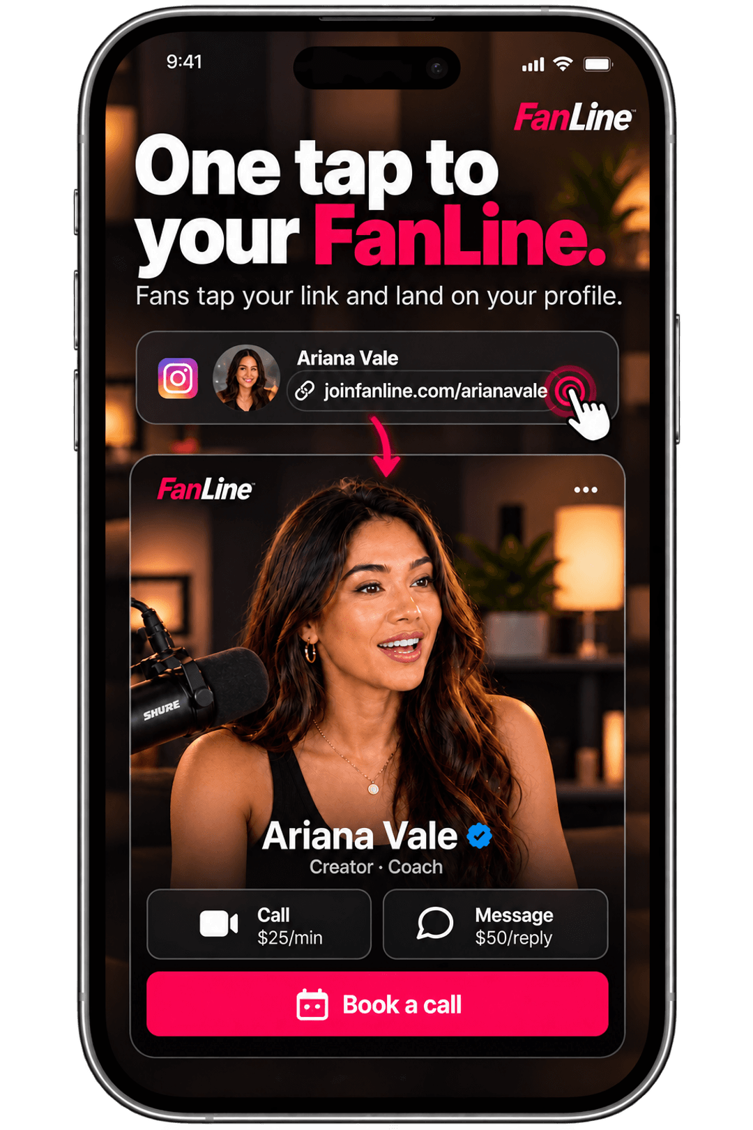 FanLine public creator profile preview screen